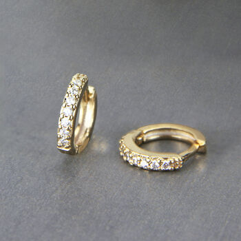 Hoop Earrings With Cubic Zirconia Diamante Stones, 2 of 6