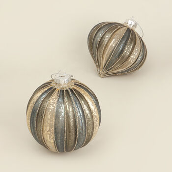 G Decor Glass Grey And Gold Mottled Christmas Baubles, 3 of 6