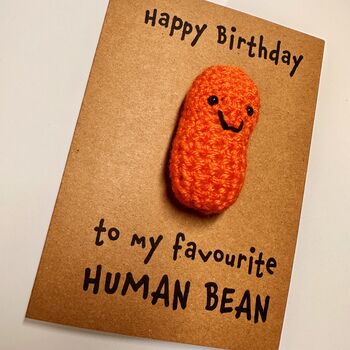Human Bean Crochet Birthday Card Handmade, 10 of 11