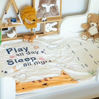 'Play All Day' Baby Milestone Cotton Blanket, 5 of 12