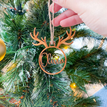 Personalised Wooden Christmas Ornament With Name, 5 of 6