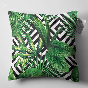 Green Tropical Palm Leaves Cushion Cover 55x55cm, 5 of 7