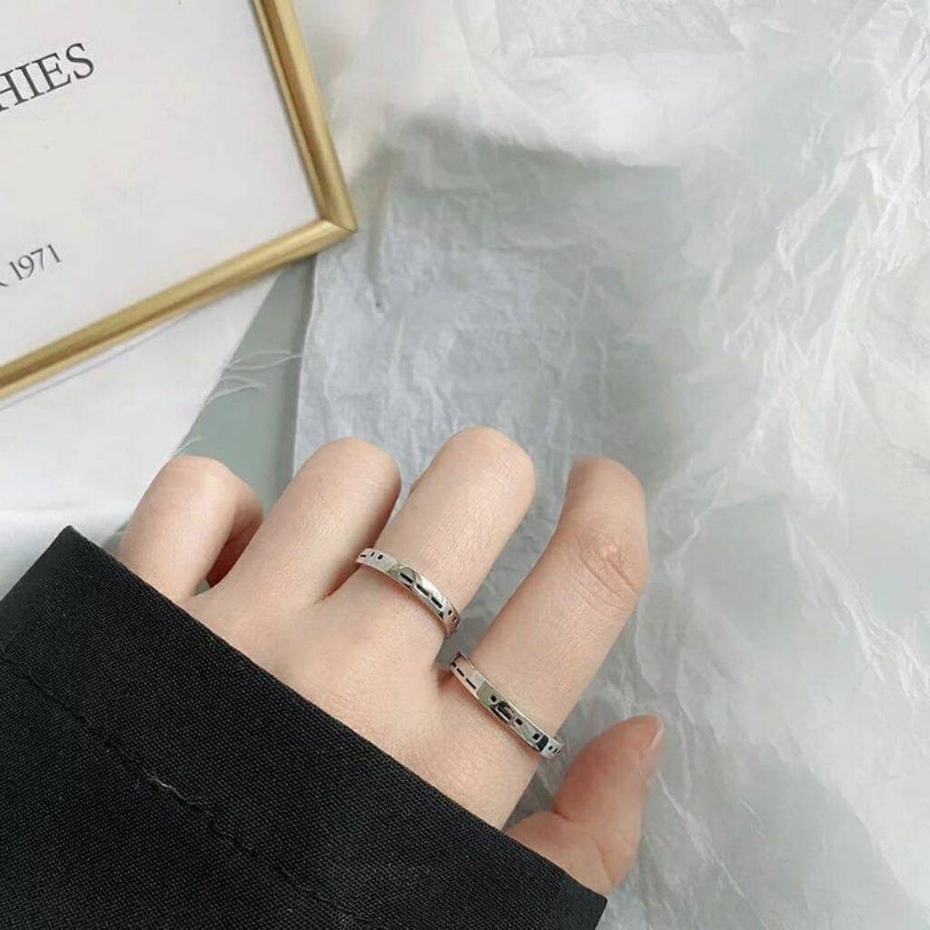 Adjustable Silver Couple Morse Code Promise Ring Set By The Colourful ...