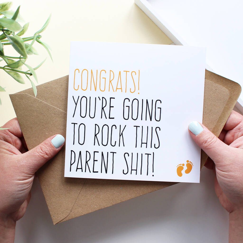 'Rock This Parent Shit' New Baby Card, 1 of 4