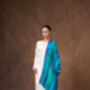 100% Mulberry Silk Scarf, Turquoise And Peacock Blue In Gift Box, thumbnail 11 of 11