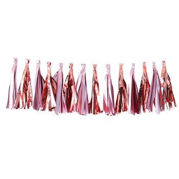 Rose Gold And Matte Pink Tassel Party Garland, 2 of 3