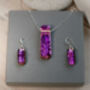 Purple Fused Glass Necklace And Earrings Jewellery Set, thumbnail 1 of 12