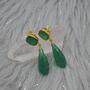Green Onyx Gold Plated Sterling Silver Drop Earrings, thumbnail 3 of 9