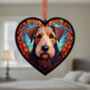 Airedale Terrier Stained Glass Effect Heart Suncatcher, thumbnail 4 of 6