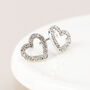 Silver Plated Crystal Heart Studs – 12mm, thumbnail 2 of 5
