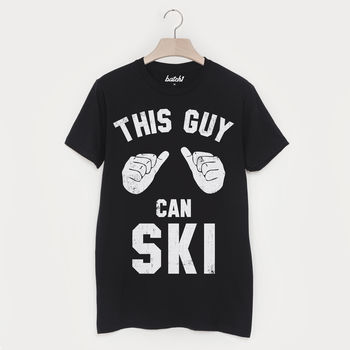 This Guy Can Ski Men's Skiing Slogan T Shirt, 2 of 3