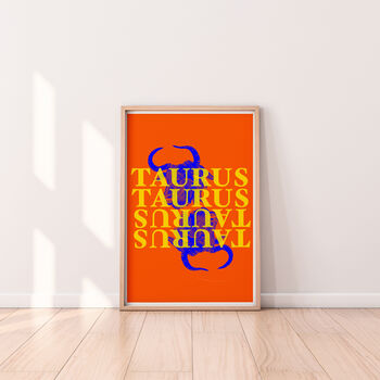 Taurus Zodiac Typography Print, 6 of 6