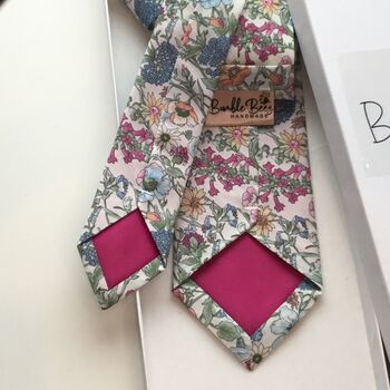Liberty Neck Tie/Pocket Square/Cuff Link In Florals, 4 of 8