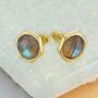 Labradorite Round Faceted Sterling Silver Stud Earrings, thumbnail 2 of 4