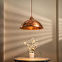 Artisan Narrow Dark Copper Pendant Lamp, Hand Hammered Minimalist Lighting *Copper Fixtures Included*, thumbnail 6 of 10