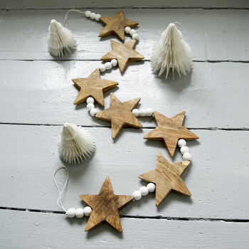 Wooden Stars And White Beads Garland, 2 of 2