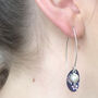 Jasmine Floral Long Oval Earrings With Swarovski Pearl, thumbnail 2 of 3