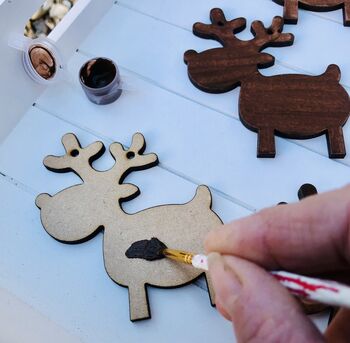 Personalised Reindeer Bunting Wooden Paint Craft Kit, 9 of 12