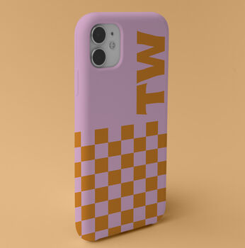 Personalised Checkerboard Initial Phone Case, 2 of 12