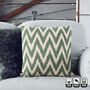 Green Zig Zag Hand Woven Ikat Cushion Cover, thumbnail 7 of 10
