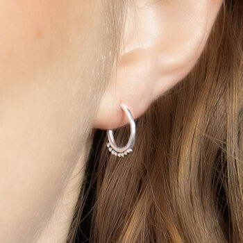 Sterling Silver Huggie Dots Earrings, 2 of 8