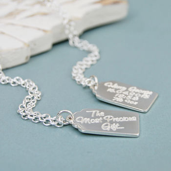 'The Most Precious Gift' Silver Tag Necklace, 3 of 5