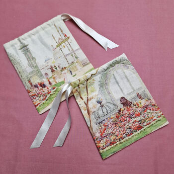 Organic Cotton Reusable Pouch With Vintage French Gardens Print, 3 of 5