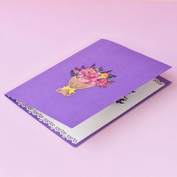 Pop Up 3D Purple Blank Card Bouquet, 4 of 4