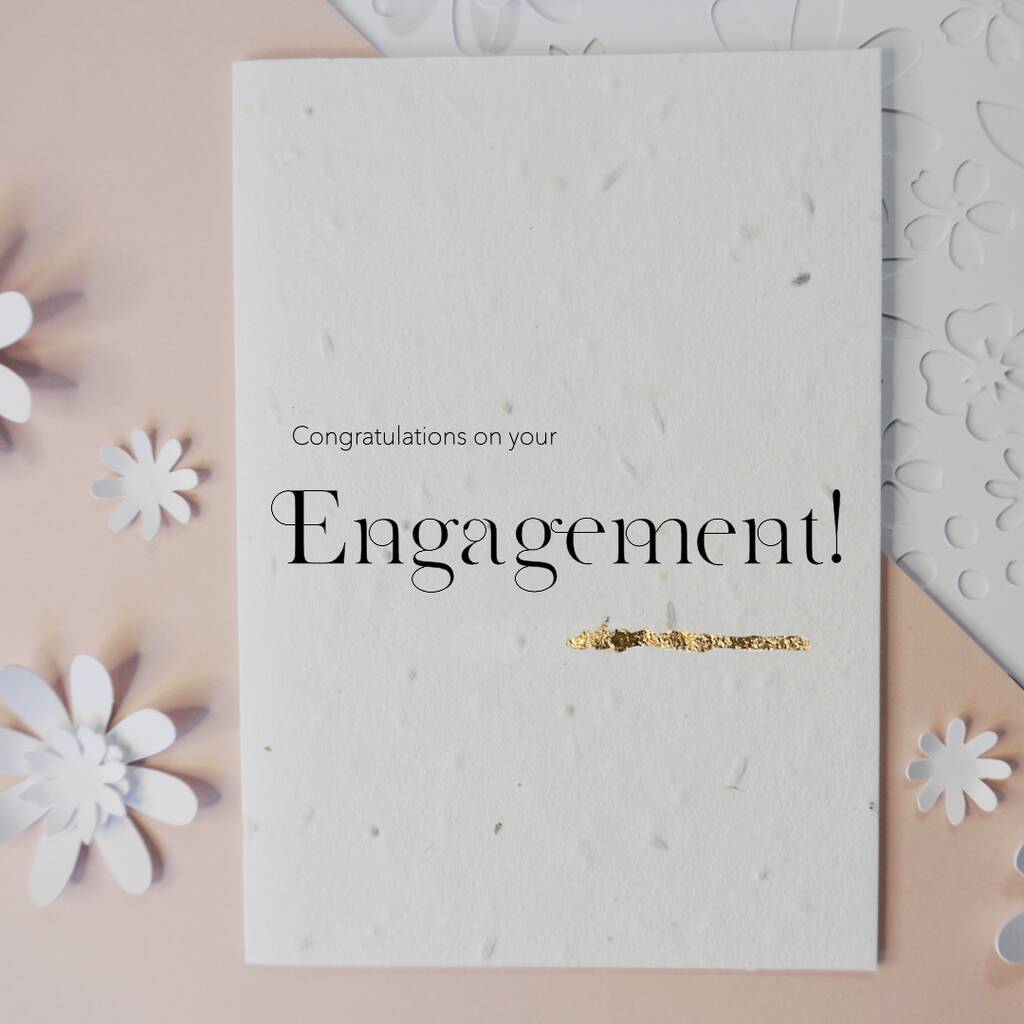 Congratulations Engagement Card Gold Leaf Seeded Card, 1 of 4