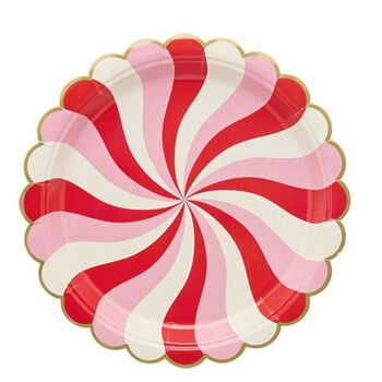 Christmas Candy Swirl Paper Plates Red And Pink Pack Of Eight, 3 of 3