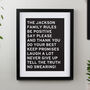 Family Rules Custom Typography Framed Print, thumbnail 1 of 2