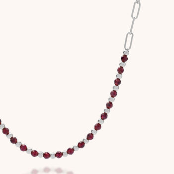 Gem Shine Garnet Necklace With Paperclip Chain, 3 of 7