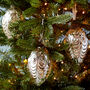Set Of Three Antique Effect Glass Oval Christmas Bauble, thumbnail 2 of 5