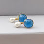 Azure Pearl Drop Earrings, thumbnail 1 of 6