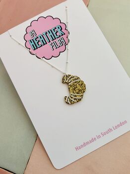 Croissant Glitter Charm Necklace / Bakery Lover Gift / Coffee Shop Lover Gift / French Café Jewellery, 5 of 9