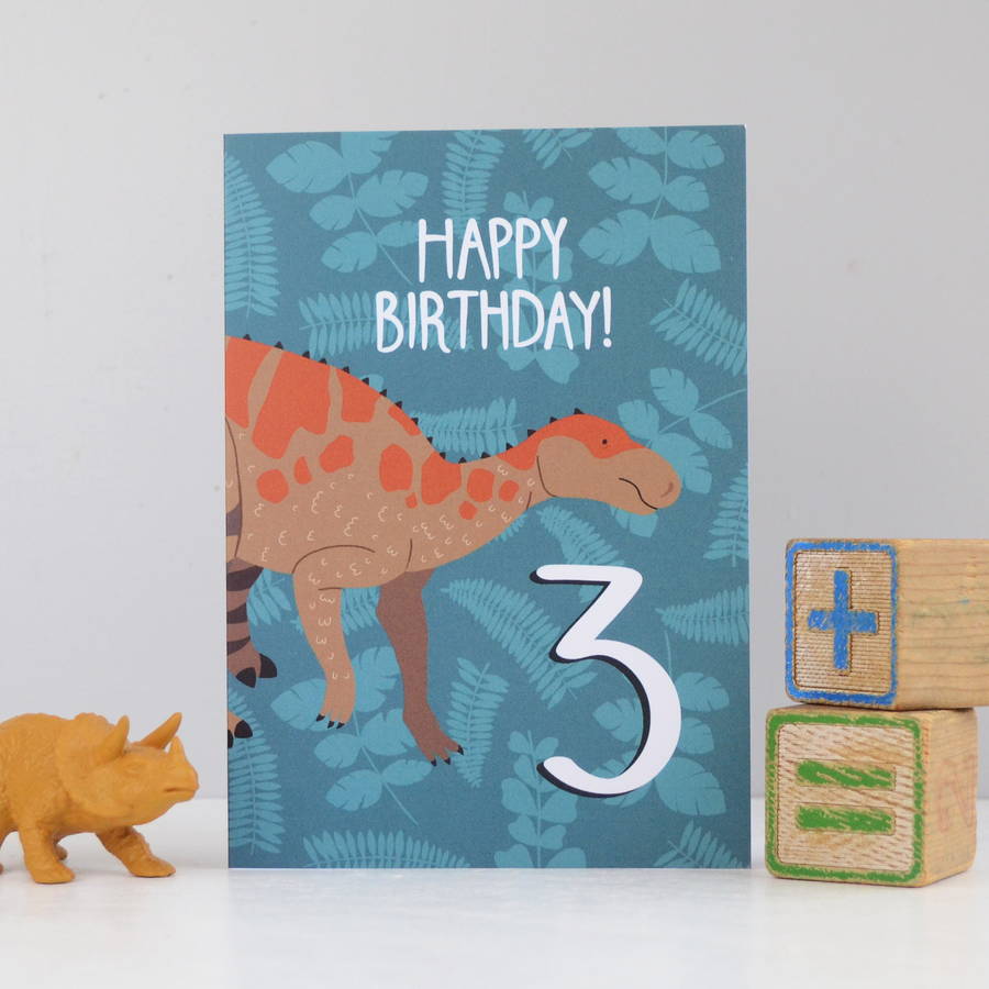 Age Three Dinosaur Children's Birthday Card By Hannah Stevens ...