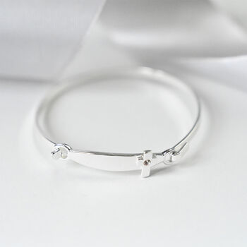 Silver Plated Cross Christening Bangle, 2 of 2