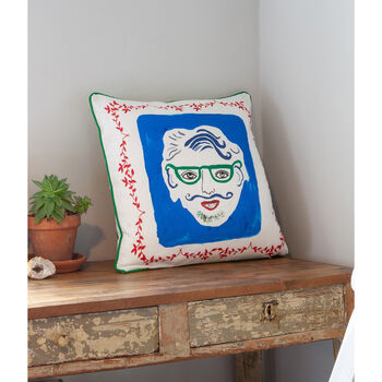Piped Linen Cushion Cover 'The Man's Head', 4 of 5