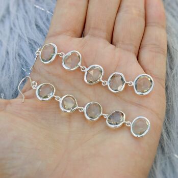 Green Amethyst Drop Silver Earrings, 2 of 6