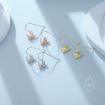 Sterling Silver Dangling Highland Cow Drop Earrings, 4 of 11