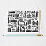 London Black And White Illustrated Greeting Card, thumbnail 2 of 6