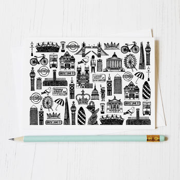 London Black And White Illustrated Greeting Card, 2 of 6
