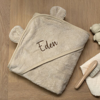 Personalised Hooded Towel In Natural Beige, 5 of 7