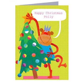Personalised Christmas Monkey Card, 3 of 6