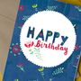 Floral Birthday Card Blue, thumbnail 1 of 2