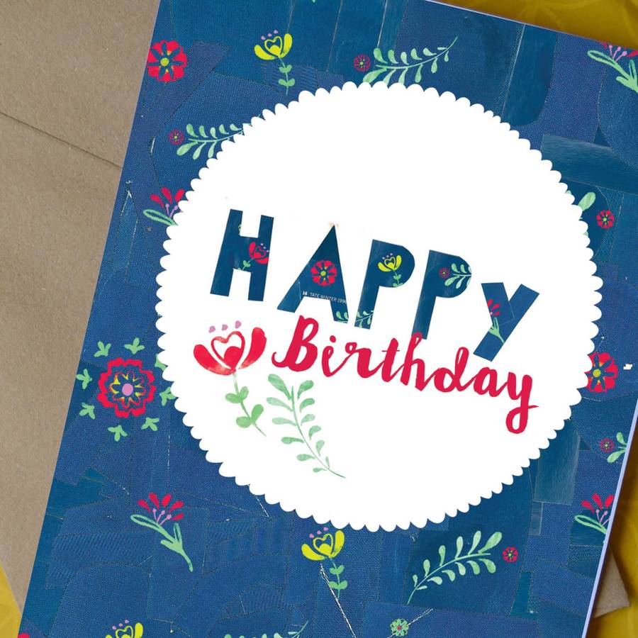 Floral Birthday Card Blue, 1 of 2