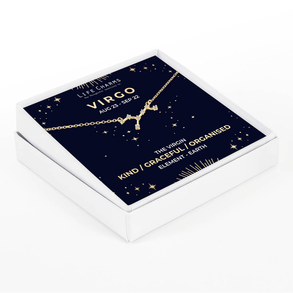 Virgo Gold Zodiac Constellation Necklace, 1 of 3
