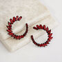 Large Red Crystal Spiral Hoop Earrings, thumbnail 2 of 3