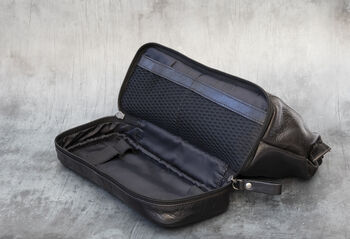 Personalised Leather Toiletry Wash Bag Men's Gift, 12 of 12