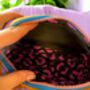 Large Cosmetic Bag Pink Checkered Pattern On Teal, thumbnail 3 of 3